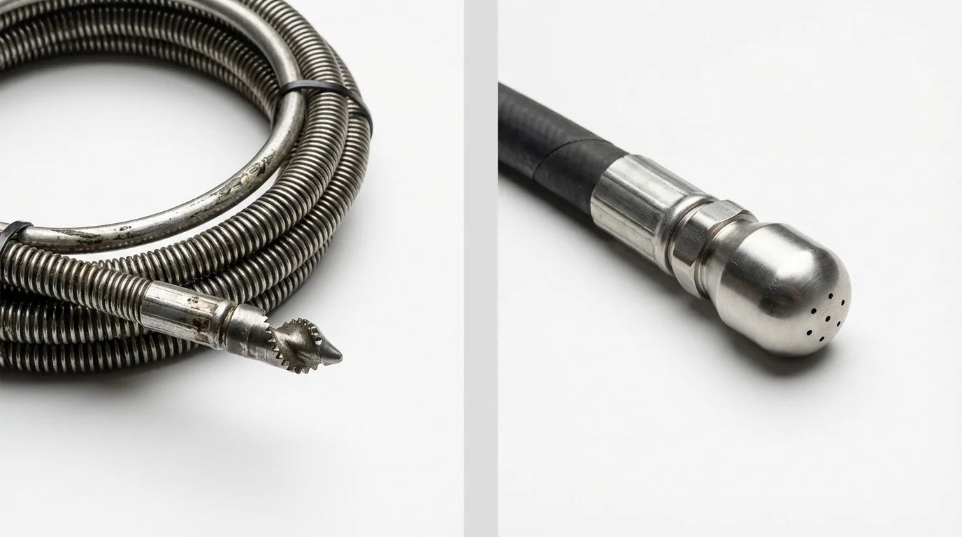 Drain snake cable and hydro jetting nozzle used for drain cleaning in Sacaton, AZ